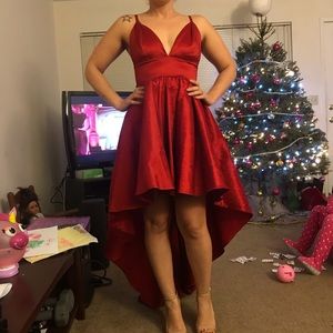 High low red dress